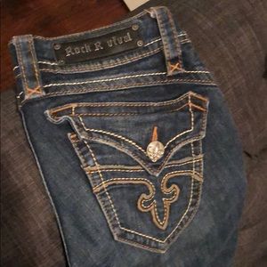 Rock Revival Jeans Womens Dark Orange White Stitch